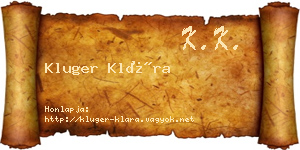 Kluger Klára névjegykártya